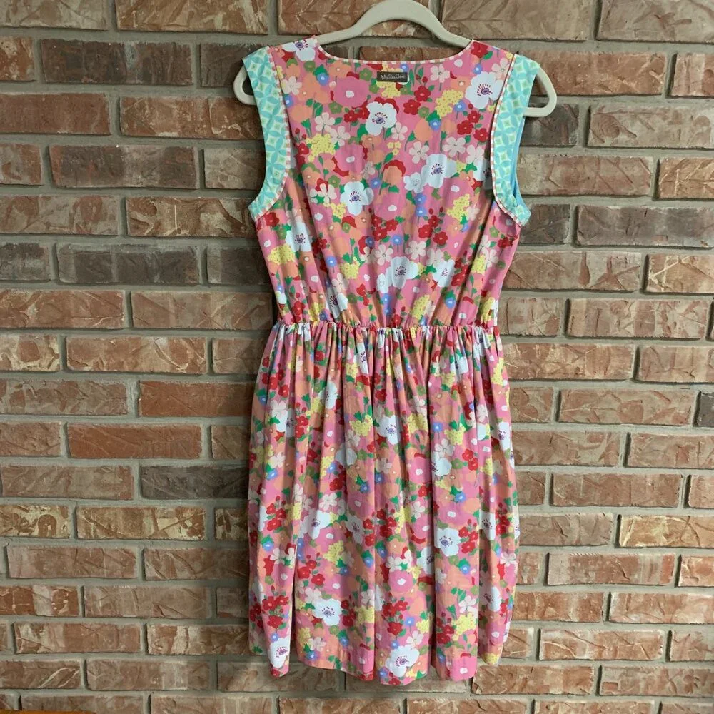 Matilda Jane Pink Floral Print Leah Sleeveless Women's Medium Fit & Flare Dress